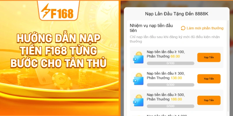 Hướng Dẫn Nạp Tiền F168 Từng Bước Cho Tân Thủ